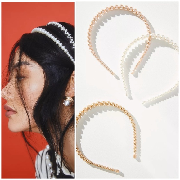 Anthropologie Pearl Headband Set - Picture 1 of 5